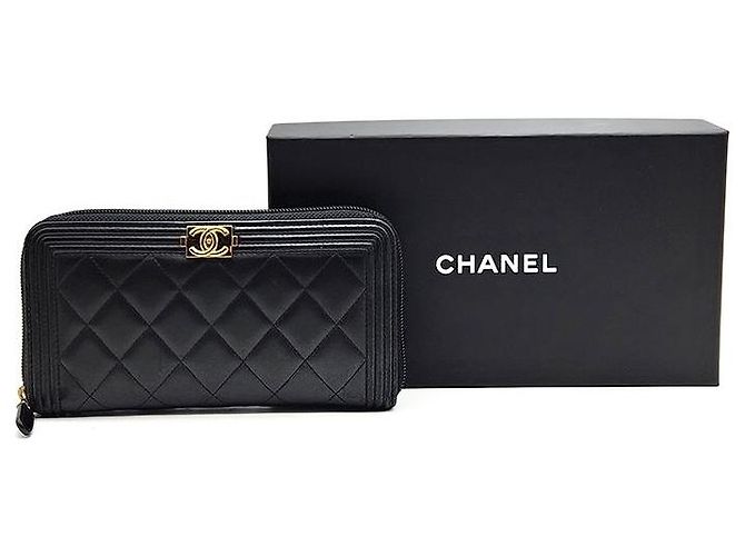Chanel Portafoglio lungo Boy in agnello Nero - vista 9