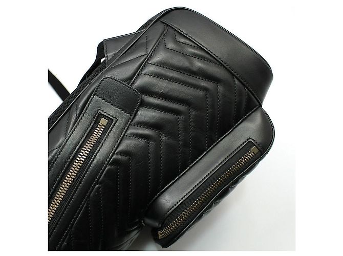 Gucci Zaino Black Matelassé Chevron GG Marmont Nero - vista 10
