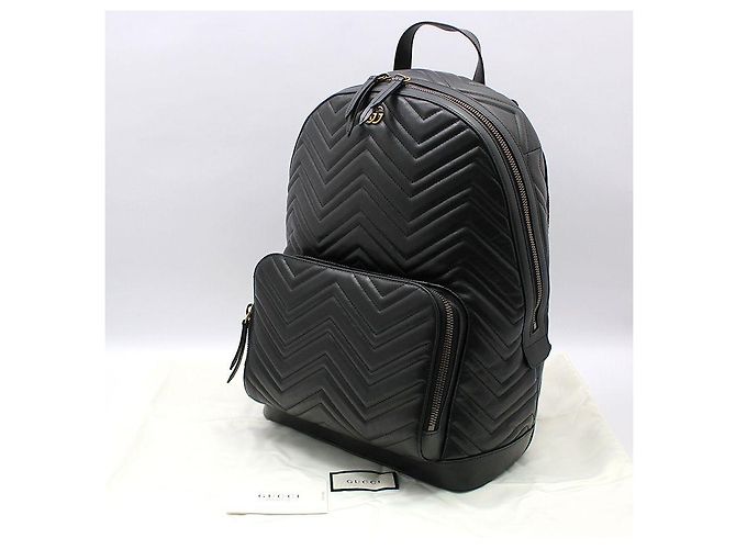 Gucci Zaino Black Matelassé Chevron GG Marmont Nero - vista 2