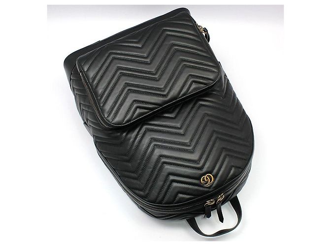 Gucci Zaino Black Matelassé Chevron GG Marmont Nero - vista 3