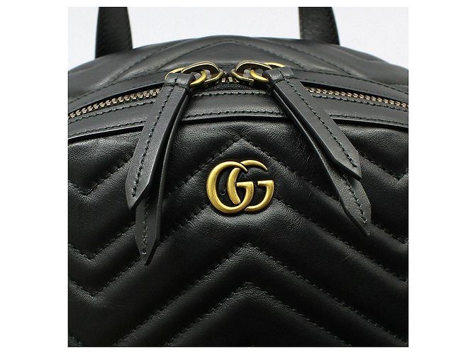 Gucci Zaino Black Matelassé Chevron GG Marmont Nero - vista 7