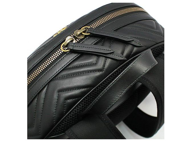 Gucci Zaino Black Matelassé Chevron GG Marmont Nero - vista 8