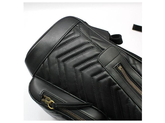 Gucci Zaino Black Matelassé Chevron GG Marmont Nero - vista 9