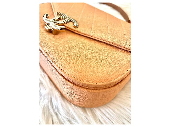 Chanel Borsa con flap a manico superiore e catena Generation Peach Arancione - vista 10