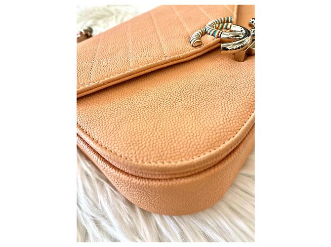 Chanel Borsa con flap a manico superiore e catena Generation Peach Arancione - vista 11
