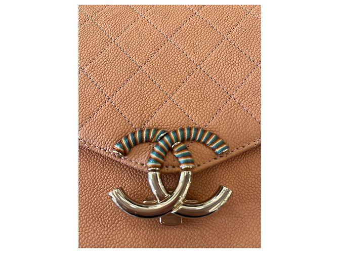 Chanel Borsa con flap a manico superiore e catena Generation Peach Arancione - vista 12