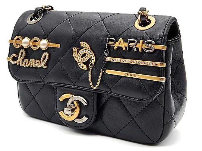 Borsa a tracolla con catena e decorazione charm Chanel Nero - vista 2