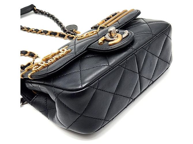 Borsa a tracolla con catena e decorazione charm Chanel Nero - vista 7