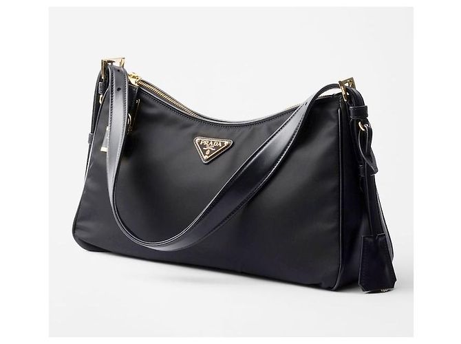 Prada Borsa a tracolla Emme Large in Re-Nylon e pelle ODO Nero - vista 10