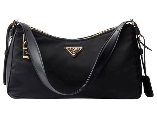 Prada Borsa a tracolla Emme Large in Re-Nylon e pelle ODO Nero - vista 9