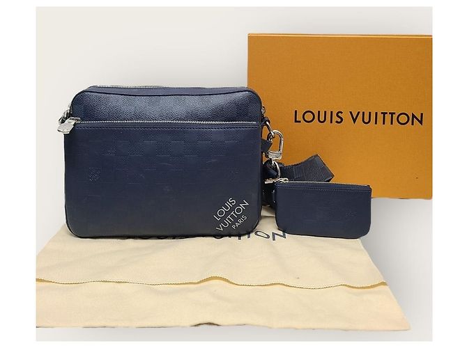 Louis Vuitton Borsa a tracolla Damier Trio in zaffiro blu - vista 7