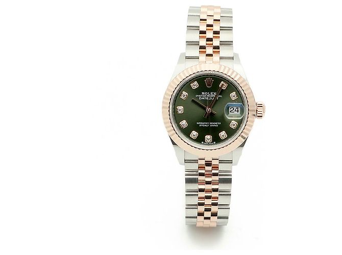 Rolex Relógio Original Datejust em Combinação de Ouro Rosa e Ouro, Verde Oliva e Diamantes para Mulher, Certificado e Caixa - vista 17