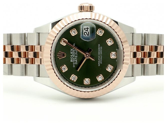 Rolex Relógio Original Datejust em Combinação de Ouro Rosa e Ouro, Verde Oliva e Diamantes para Mulher, Certificado e Caixa - vista 20