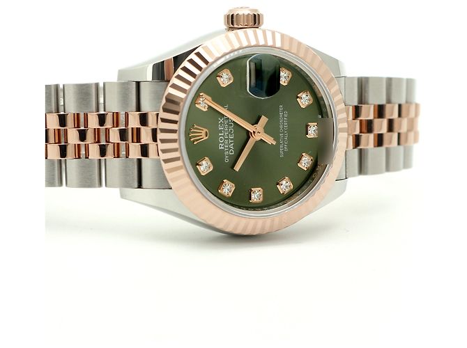 Rolex Relógio Original Datejust em Combinação de Ouro Rosa e Ouro, Verde Oliva e Diamantes para Mulher, Certificado e Caixa - vista 21