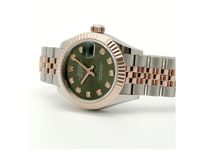 Rolex Relógio Original Datejust em Combinação de Ouro Rosa e Ouro, Verde Oliva e Diamantes para Mulher, Certificado e Caixa - vista 22