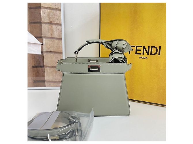 Fendi Mini Tote e Borsa a Spalla Peekaboo con Manico Superiore Verde - vista 2
