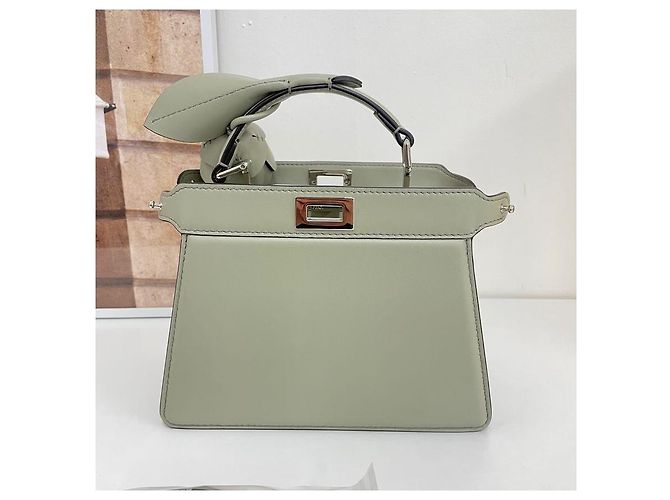 Fendi Mini Tote e Borsa a Spalla Peekaboo con Manico Superiore Verde - vista 6