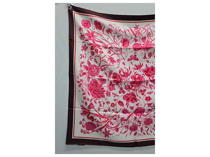 Gucci Sciarpa in seta con stampa floreale Argento - vista 3