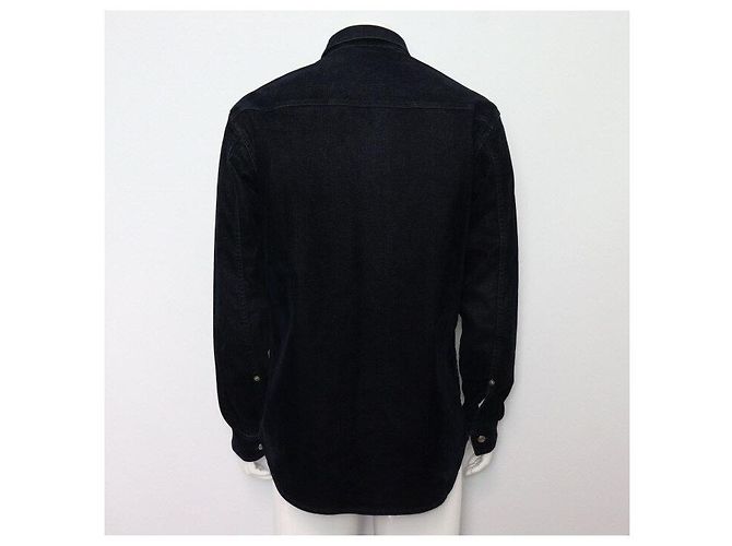 Dior Sovracamicia in denim di cotone blu navy con logo ricamato da uomo - vista 4