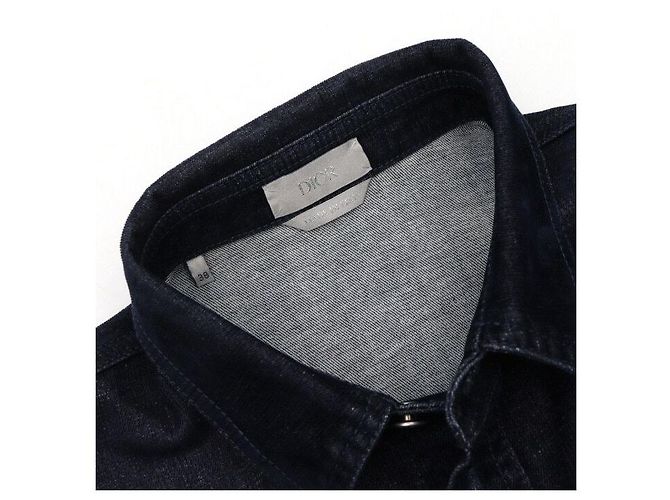 Dior Sovracamicia in denim di cotone blu navy con logo ricamato da uomo - vista 5