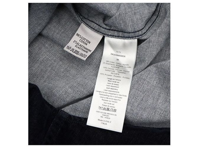 Dior Sovracamicia in denim di cotone blu navy con logo ricamato da uomo - vista 7