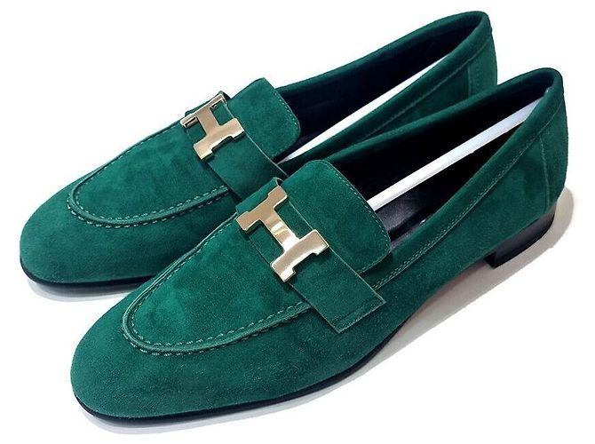 Hermès Suede Paris Loafers Grün - Ansicht 2