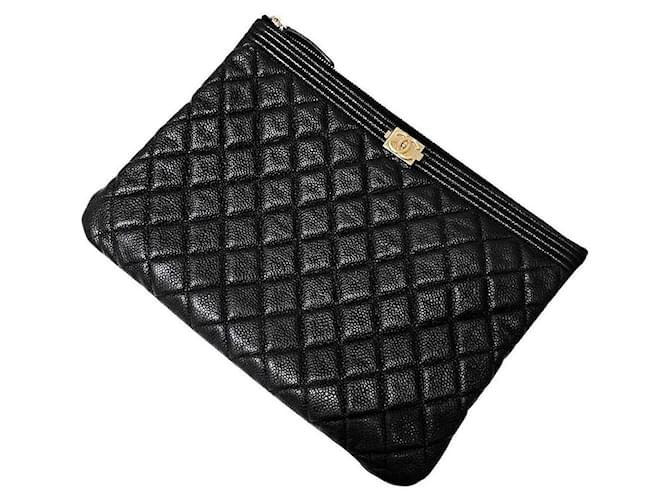 Chanel Clutch Caviar Boy New Medium Nero - vista 2