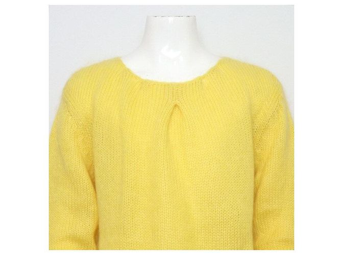 Fendi Gelber Mohair-Strickpullover T-Shirt mit offener Strickart für Herren - Ansicht 2