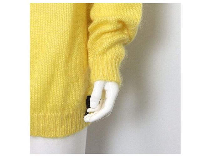 Fendi Gelber Mohair-Strickpullover T-Shirt mit offener Strickart für Herren - Ansicht 3