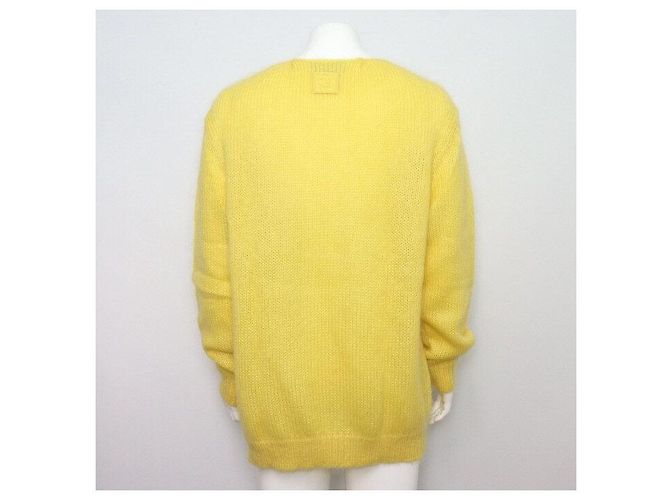 Fendi Gelber Mohair-Strickpullover T-Shirt mit offener Strickart für Herren - Ansicht 4