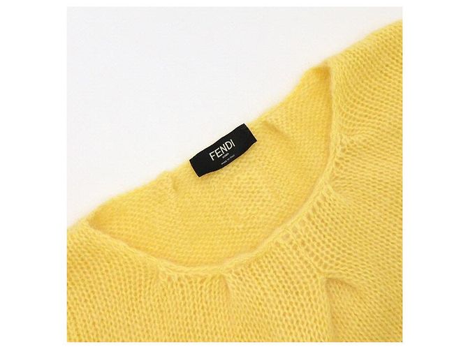 Fendi Gelber Mohair-Strickpullover T-Shirt mit offener Strickart für Herren - Ansicht 5