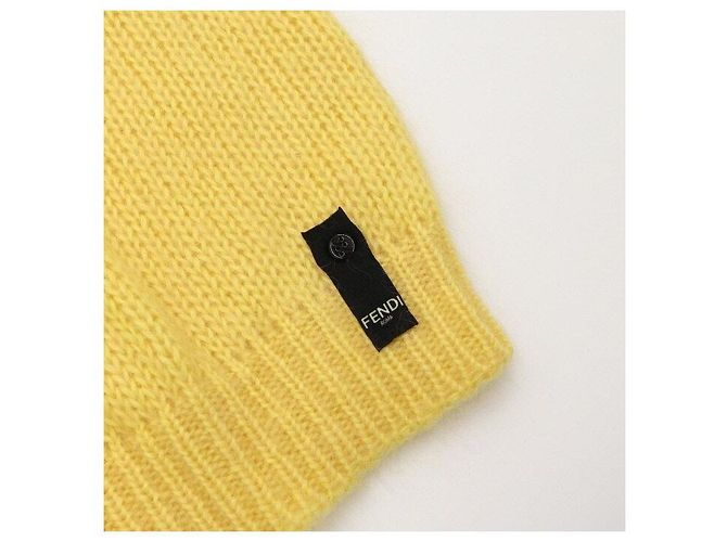 Fendi Gelber Mohair-Strickpullover T-Shirt mit offener Strickart für Herren - Ansicht 6