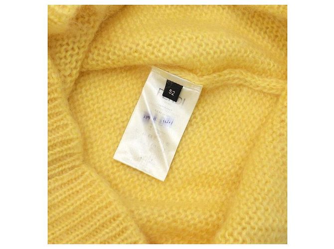 Fendi Gelber Mohair-Strickpullover T-Shirt mit offener Strickart für Herren - Ansicht 7
