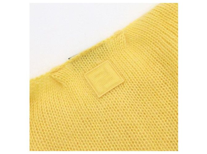 Fendi Gelber Mohair-Strickpullover T-Shirt mit offener Strickart für Herren - Ansicht 8