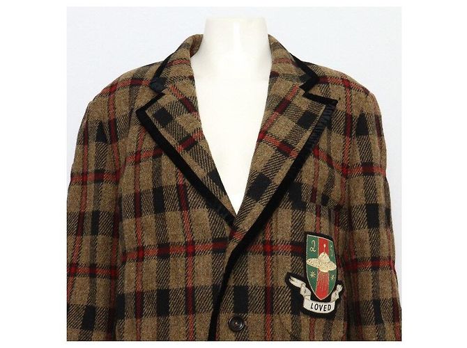 Gucci Check Pattern Embroidered Loved Men's Jacket - view 2