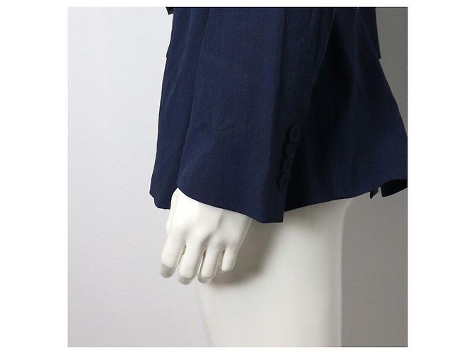 Dior Navy Wool Buckle Belted Men's Jacket Blue - view 3