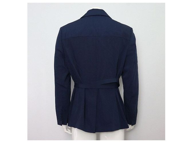 Dior Navy Wool Buckle Belted Men's Jacket Blue - view 4