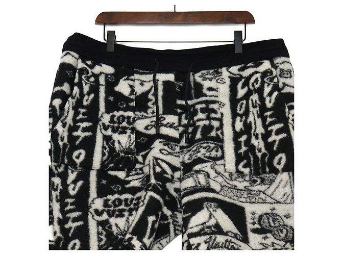 Louis Vuitton Pantaloncini in pile da uomo Black White Comics Bianco - vista 2
