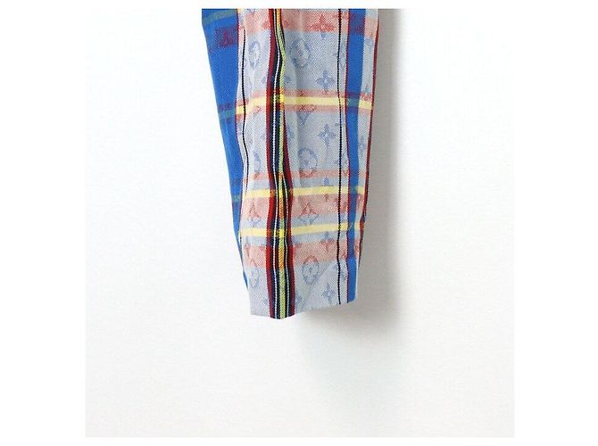 Louis Vuitton Blue Check Pattern Snake Monogram Logo Men's Pants - view 3