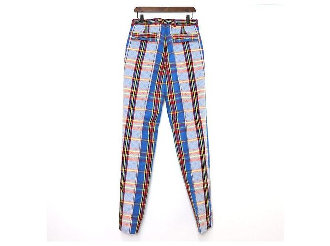 Louis Vuitton Blue Check Pattern Snake Monogram Logo Men's Pants - view 4