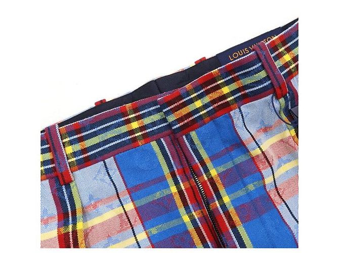 Louis Vuitton Blue Check Pattern Snake Monogram Logo Men's Pants - view 5
