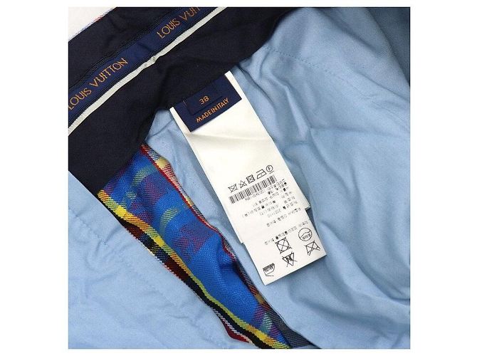 Louis Vuitton Blue Check Pattern Snake Monogram Logo Men's Pants - view 8