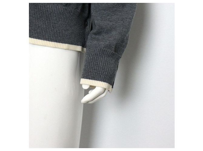 Thom Browne Bird and Bee Cardigan aus grauer Merinowolle - Ansicht 3