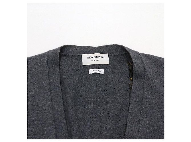 Thom Browne Bird and Bee Cardigan aus grauer Merinowolle - Ansicht 5