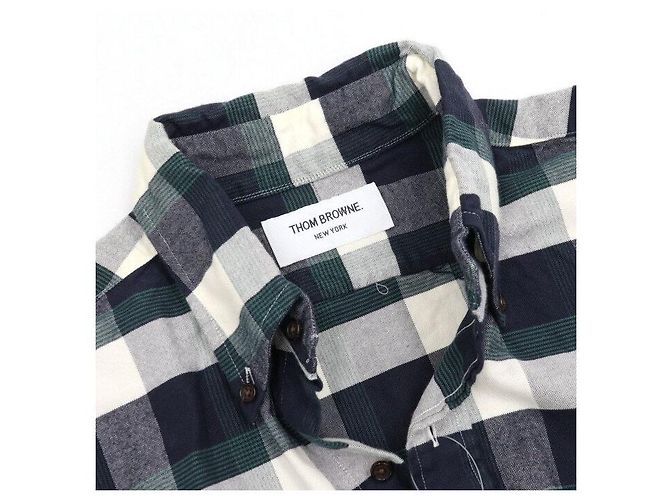 Thom Browne Camicia a quadri in cotone da uomo - vista 5