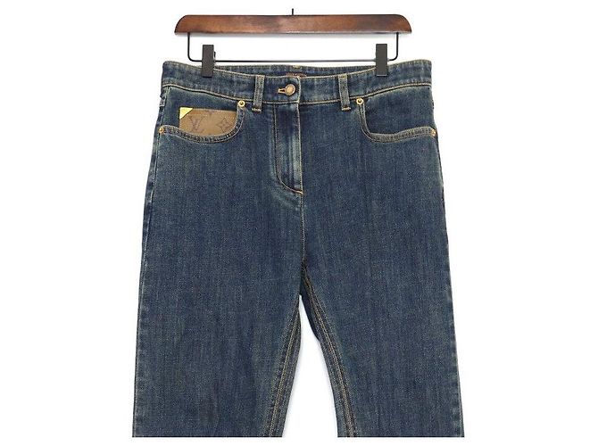 Louis Vuitton Pantaloni jeans da uomo con patch in Monogram Canvas Blu - vista 2