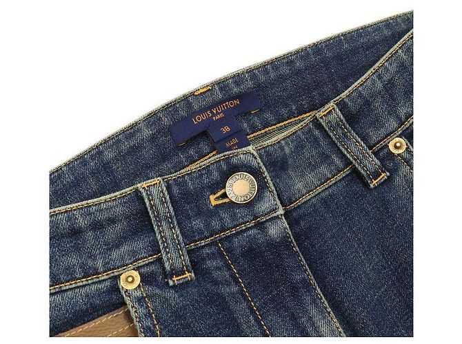 Louis Vuitton Pantaloni jeans da uomo con patch in Monogram Canvas Blu - vista 5