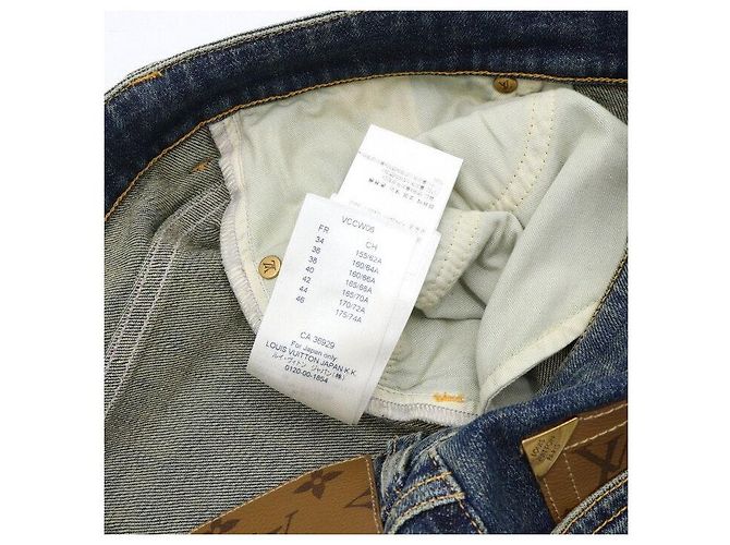 Louis Vuitton Pantaloni jeans da uomo con patch in Monogram Canvas Blu - vista 7