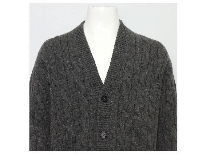 Prada Gray Back Triangle Cashmere Men's Cardigan Brown - view 2