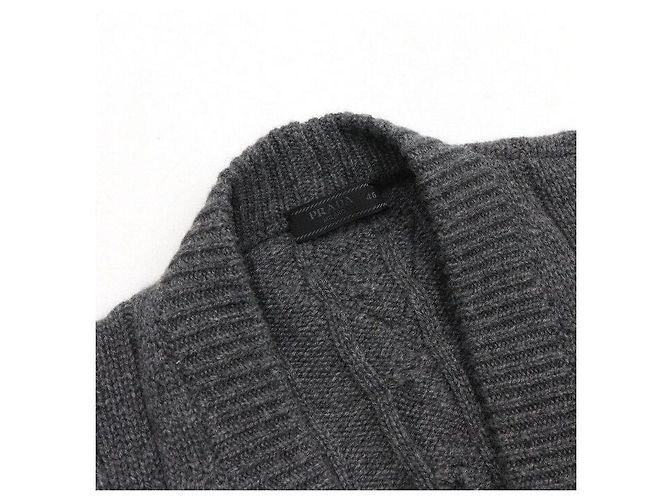 Prada Gray Back Triangle Cashmere Men's Cardigan Brown - view 5